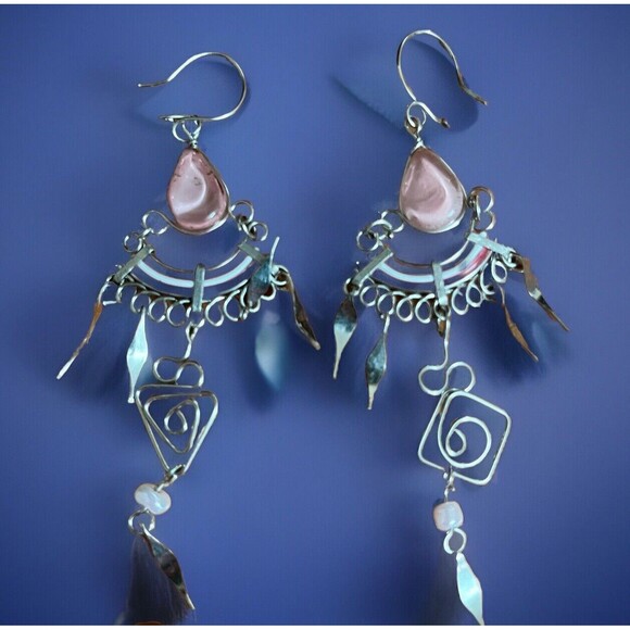 Dangle Earrings Lot 4 Chandelier Drop Artisan Vintage Festival Boho Fairy Hippie - Picture 3 of 9